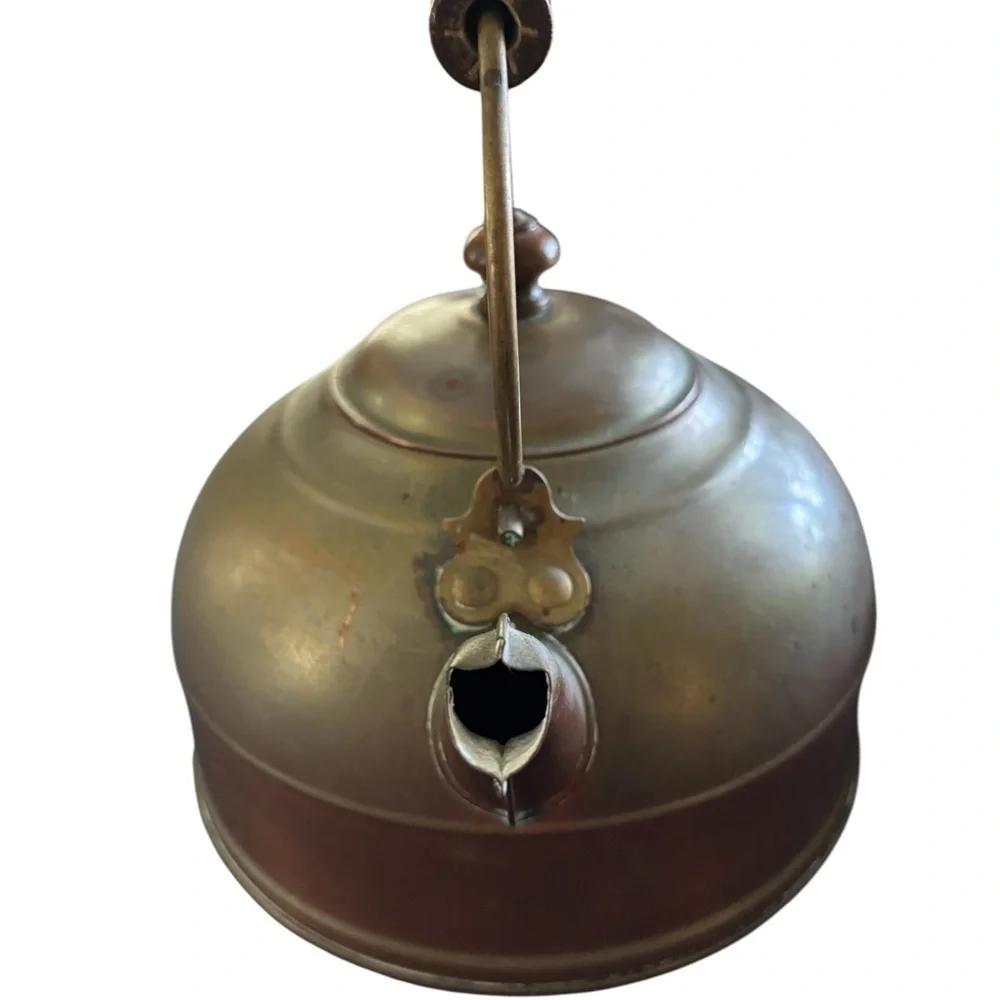 VTG Revere Ware Brass Copper Tea Pot Wood Handle Patina Collectible 7”W 8.5”H